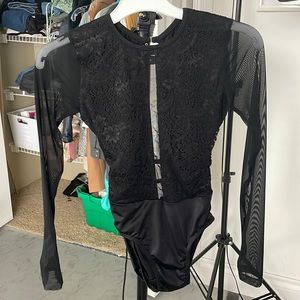 chelsea b dancewear black mesh longsleeve leo